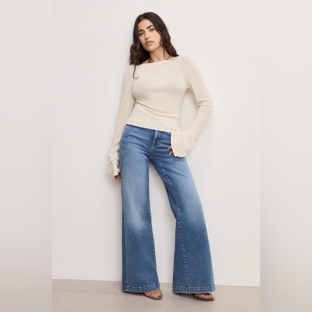 Good American - good petite palazzo light compression Wide Leg Jeans
